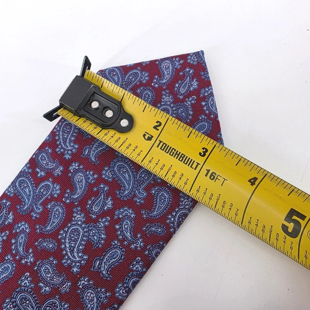 Brooks Brothers 346 Mens Pure Silk Paisley Tie Burgundy Blue Made in USA Preppy